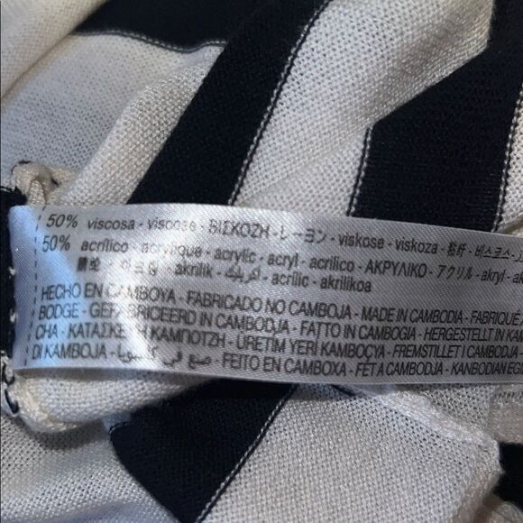ZARA Ivory Black Striped Lightweight Pullover Sweater-M - Picture 9 of 10